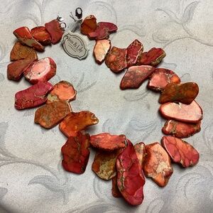 IRIS & LILY OF LONDON. JASPER. ORANGES STONE VINTAGE NECKLACE  STUNNER 👍❣️❣️❣️❣